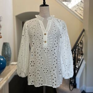 B11 NWOT White Eyelet Blouse Size S